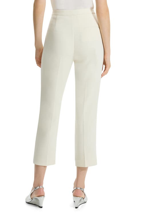 Theory Crepe Cropped Slim-leg Pants In Rice