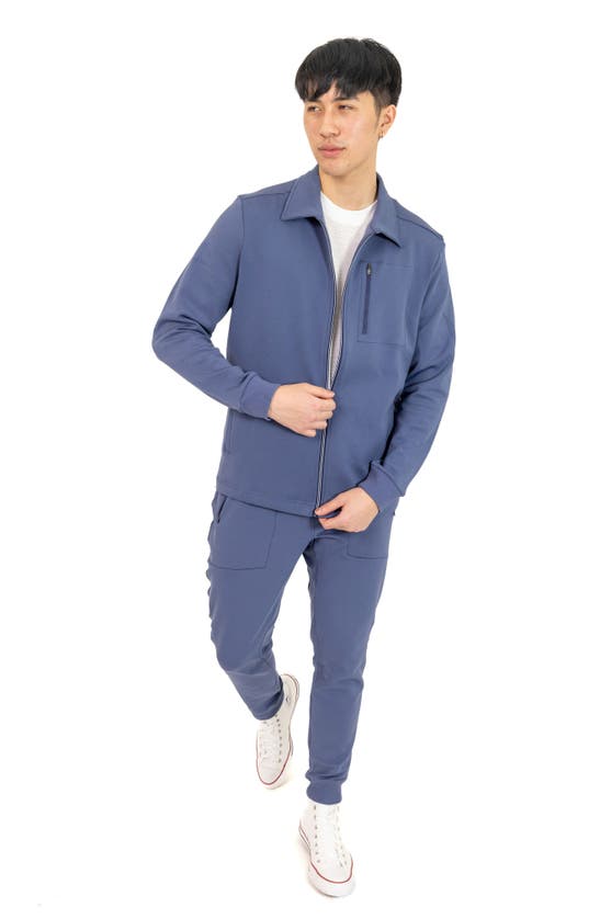 Shop Pino By Pinoporte Stretch Cotton Blend Jacket In Blue