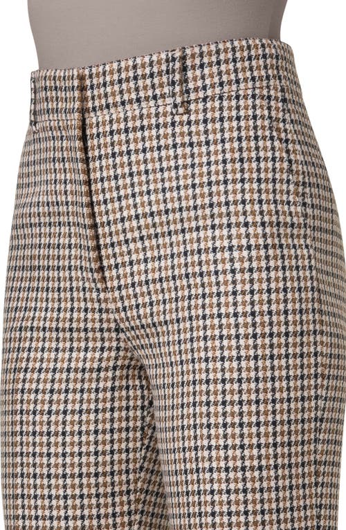 Shop Akris Punto Feryn Houndstooth Shetland Tweed Wool Ankle Pants In Beige/cognac/black