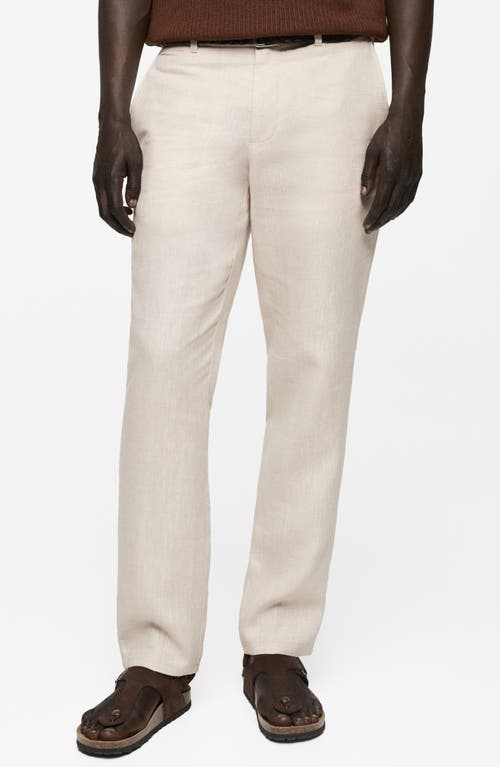 Shop Mango Slim Fit Linen Pants In Ecru