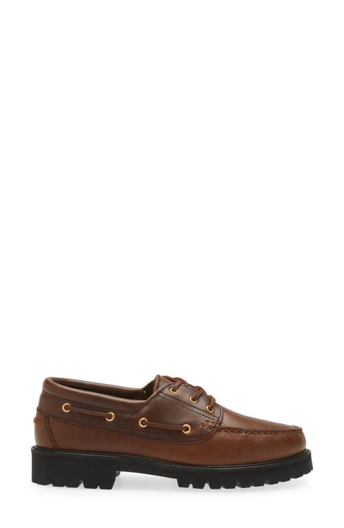 Shop Vinny's Boat Shoe In Dark Brown Leather