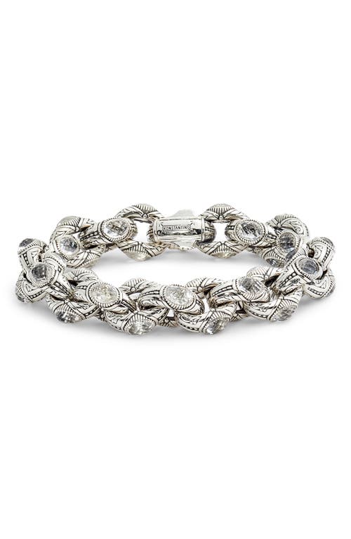 Konstantino Pythia Crystal Large Chain Link Bracelet in Silver/Crystal