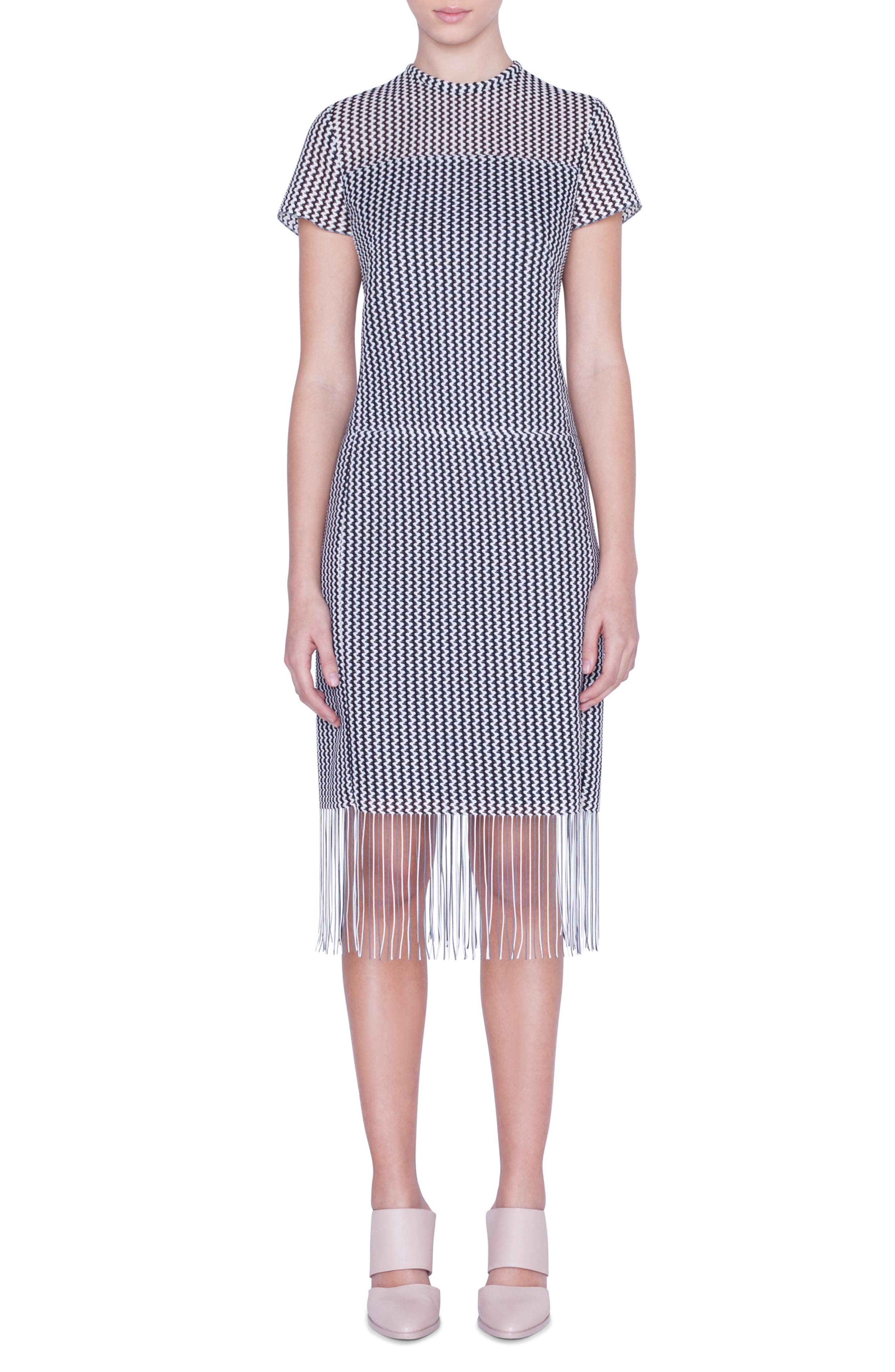 Akris Punto Monochromatic Fringe Hem Dress, Black