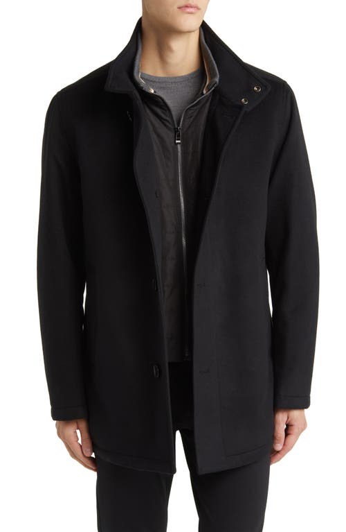 BOSS Coxtan Relaxed Fit Virgin Wool & Cashmere Coat in Black at Nordstrom, Size 46