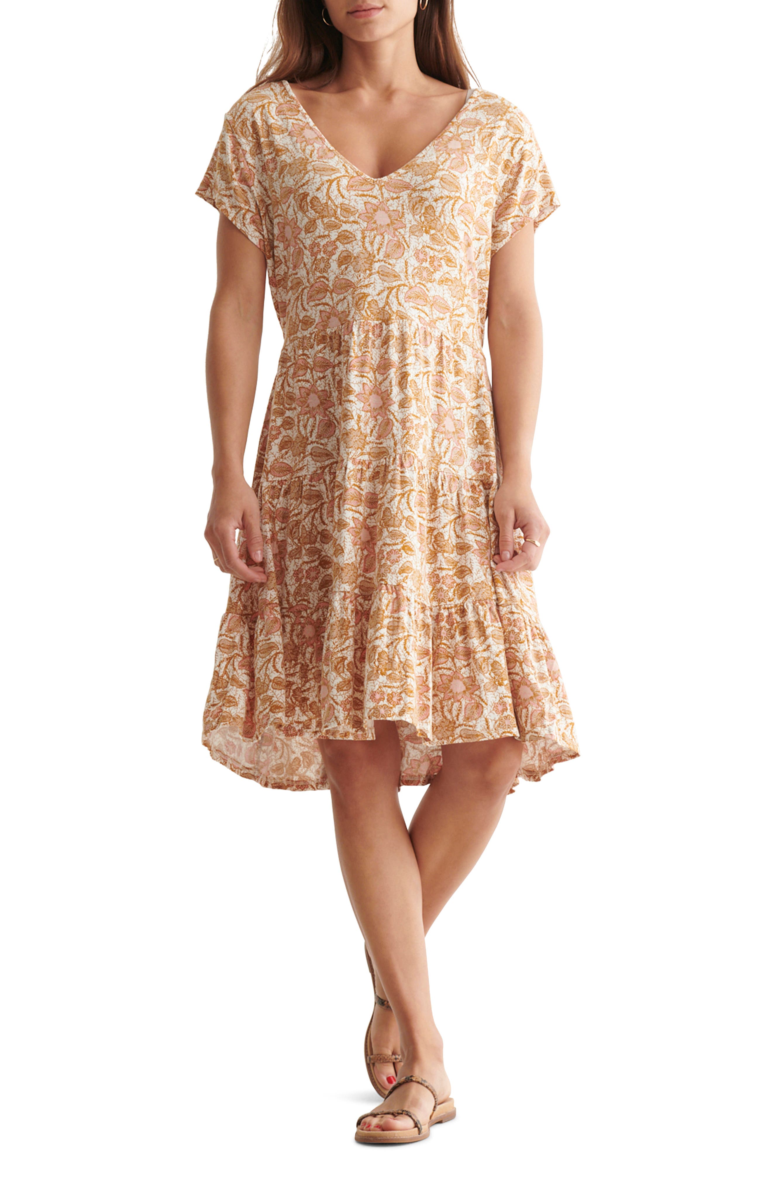 lucky brand printed tiered babydoll dress