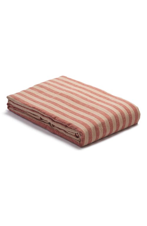 PIGLET IN BED Pembroke Stripe Linen Duvet Cover in Sandstone Red Pembroke Stripe at Nordstrom