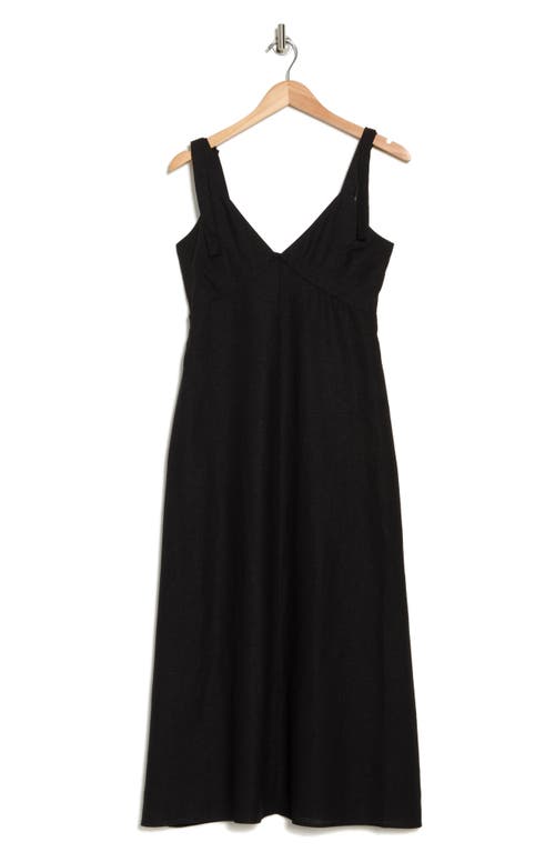 Shop Wayf Tie Strap Linen Blend Tank Dress In Black