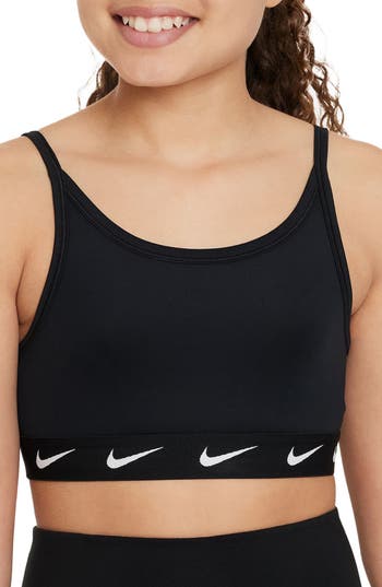 Shop Nike Kids' Dri-fit Sports Bra In Black/white