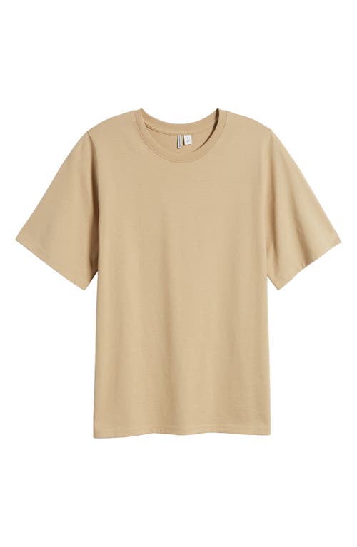 Relaxed Fit Pima Cotton Crewneck T-Shirt in Tan Travertine