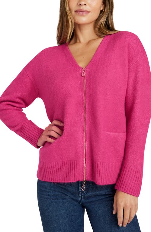 Splendid Zeena Two-Way Zip Cardigan in Fuchsia 