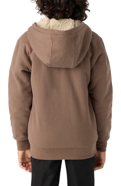 Shop O'neill Kids' Fifty Two High Pile Fleece Lined Zip Hoodie In Chocolate Chip