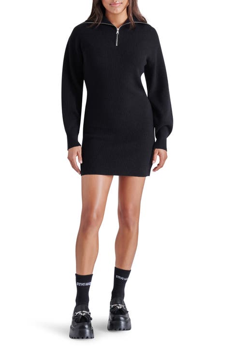 Rowena Quarter Zip Long Sleeve Sweater Minidress