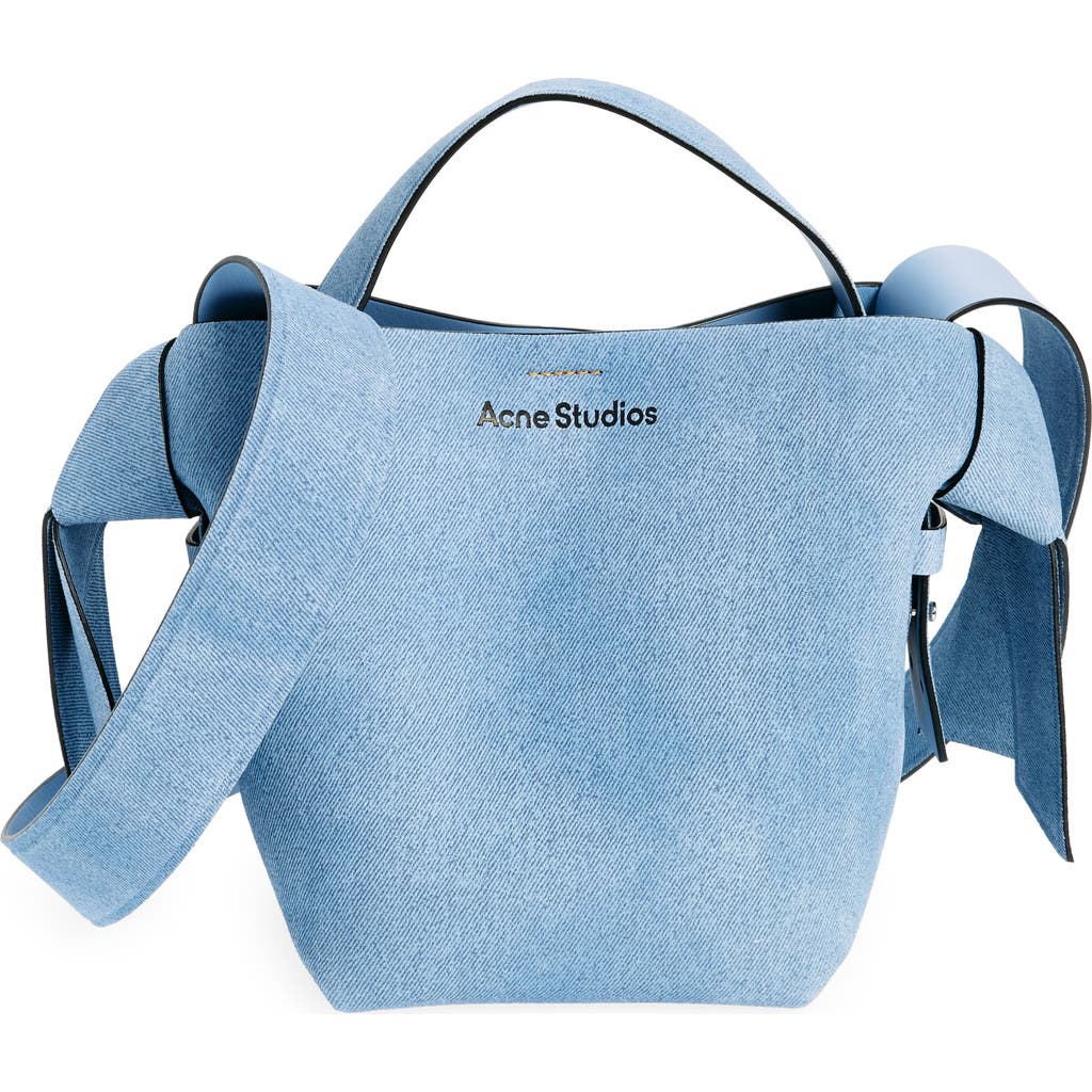 Shop Acne Studios Mini Musubi Suede Crossbody Bucket Bag In Blue