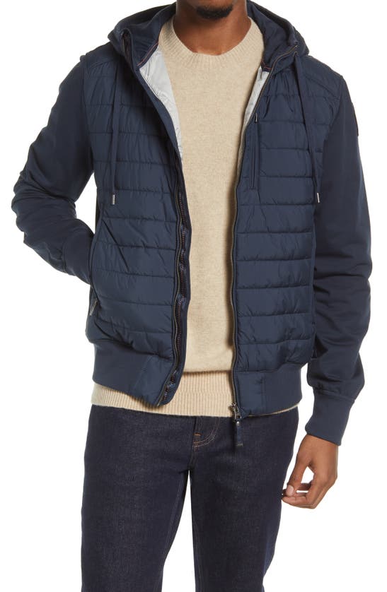 Parajumpers Elliot Water Repellent Mixed Media Puffer Jacket In Ink Blue