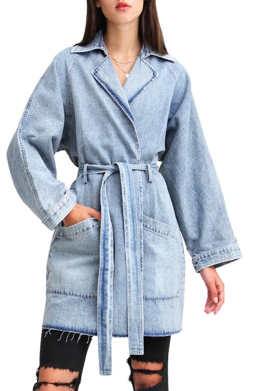 Shop Belle & Bloom Relaxed Boyfriend Trench Denim Jacket In Indigo