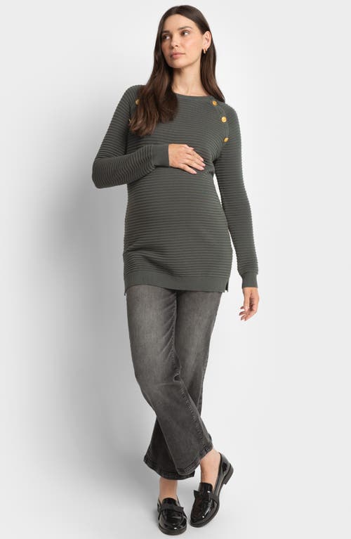 Seraphine Amalia Ripple Stitch Maternity + Nursing Sweater In Khaki In Light/pastel Brown