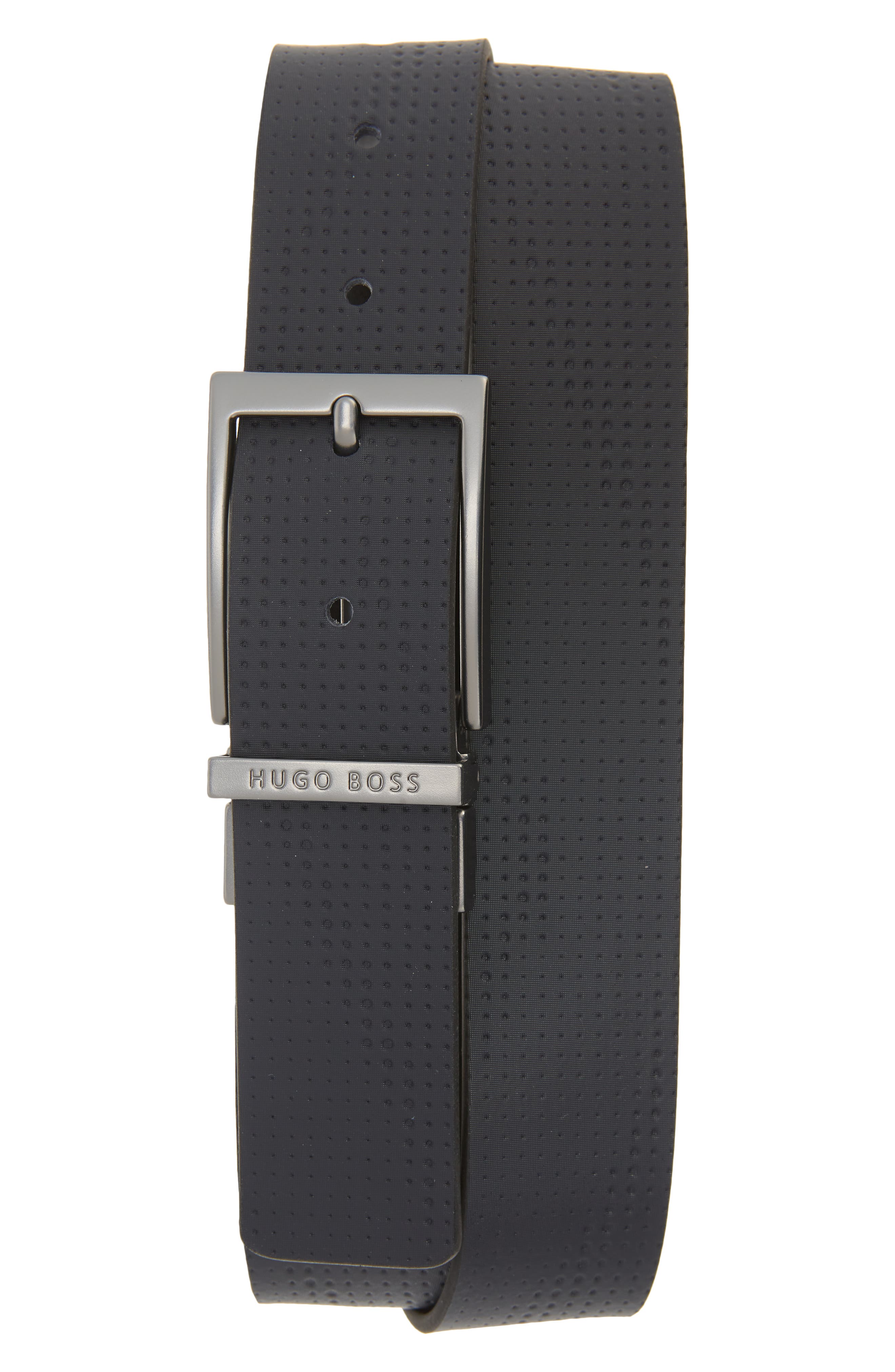 UPC 015343321941 product image for Men's Boss Ollie Perforated Leather Belt, Size 34 - Black/navy | upcitemdb.com