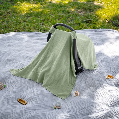 Comfy Cubs Muslin Cotton Baby Car Seat Cover In Sage