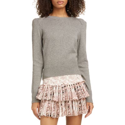 Isabel Marant Etoile Kleely Puff Sleeve Cotton & Wool Sweater, US - Grey