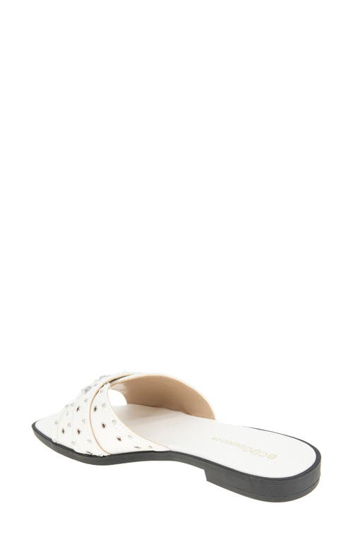 Bcbgeneration Women's Lucca Studded Slide Flat Sandals In Bright White