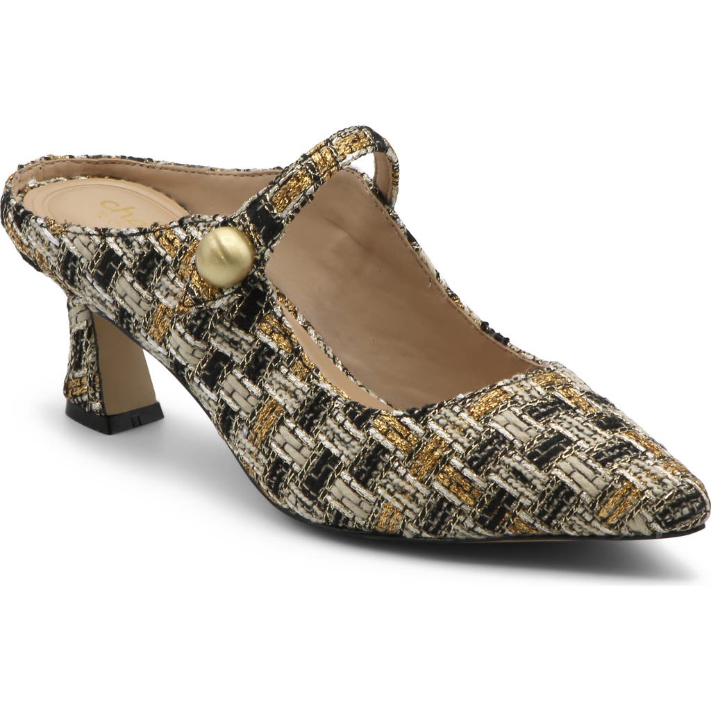 Charles by Charles David Avel Mary Jane Pointed Toe Mule in Black-Gold-Tx
