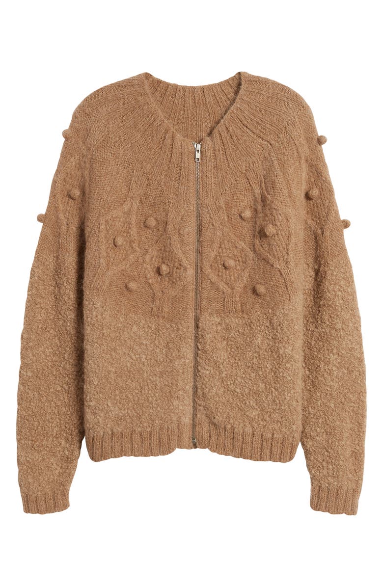 FRAME Popcorn Bouclé Zip-Up Cardigan, Alternate, color, Mink