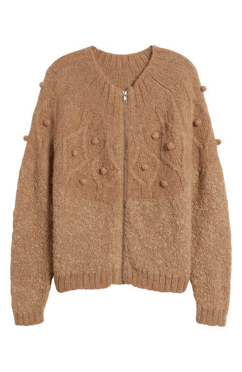 Shop Frame Popcorn Bouclé Zip-up Cardigan In Mink