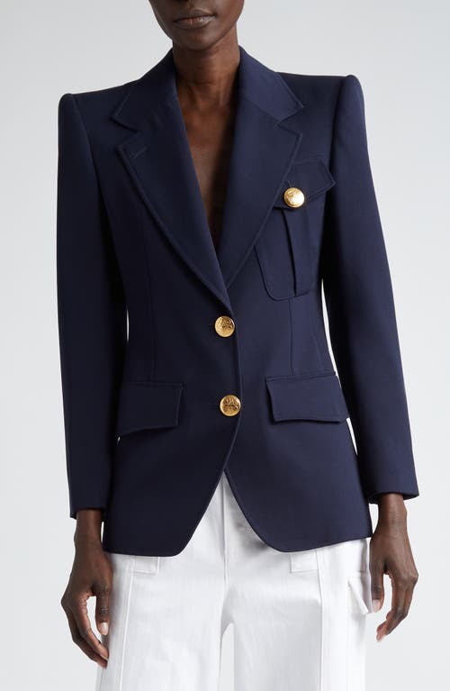 Alexander McQueen Military Wool Twill Jacket in Navy at Nordstrom, Size 2 Us