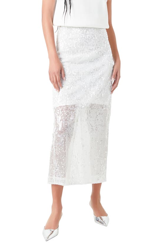 Grey Lab Sequin Maxi Skirt In White