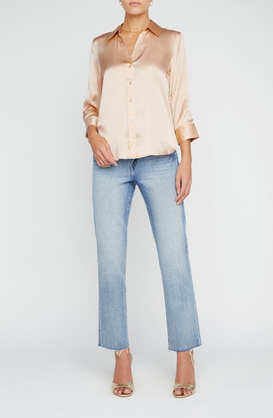 Shop L Agence L'agence Dani Silk Charmeuse Blouse In Toasted Almond