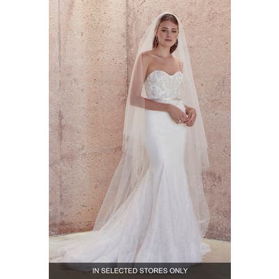 Watters Crawford Strapless Lace Mermaid Wedding Dress, Size - Ivory