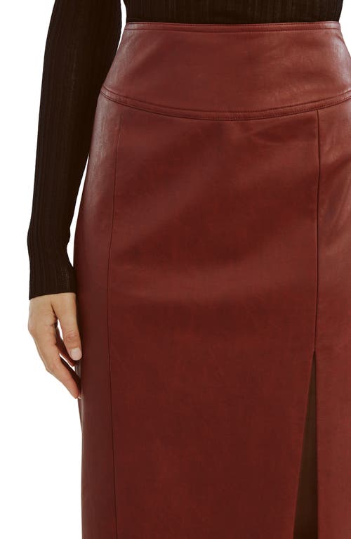 Shop Bardot Dante Faux Leather Slit Midi Skirt In Deep Red