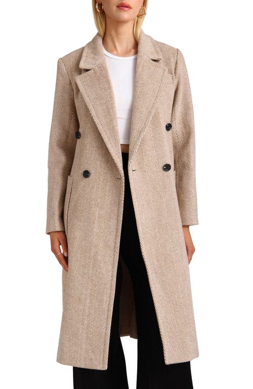 AVEC LES FILLES AVEC LES FILLES DOUBLE BREASTED HERRINGBONE PATCH POCKET COAT 