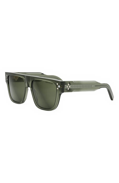 Shop Dior Cd Diamond S6i 55mm Square Sunglasses In Shiny Dark Green/green