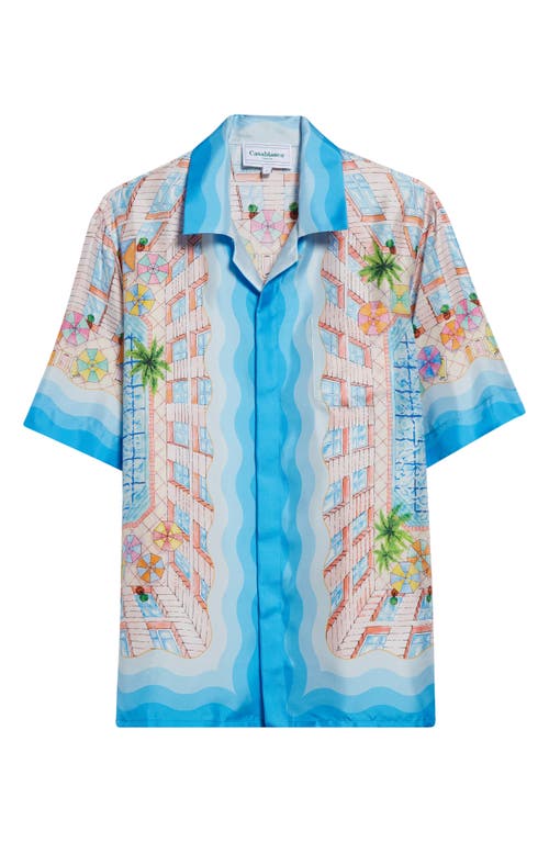 Shop Casablanca Print Silk Camp Shirt In Le Plongeon