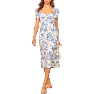 Reformation Marfa Ruffle Trim Midi Dress, White