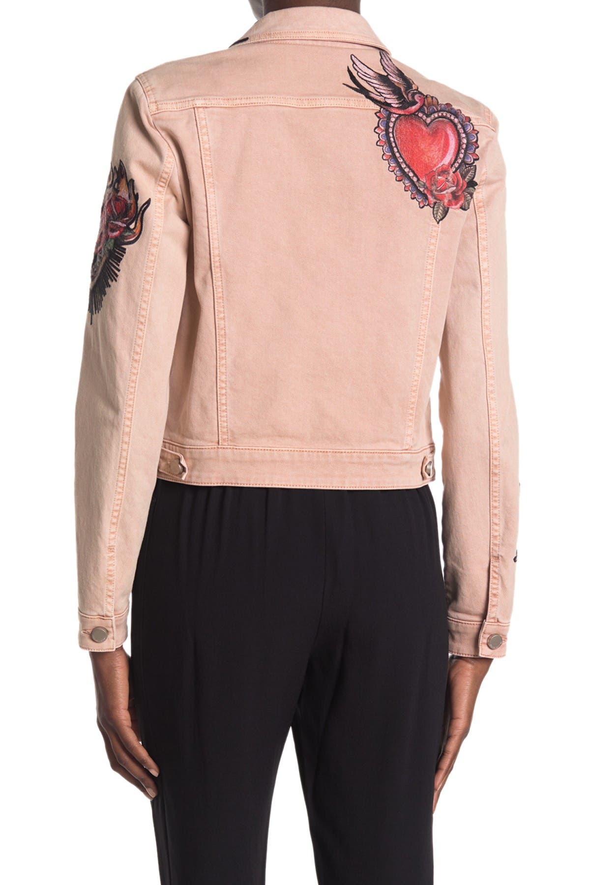 Red Valentino Swallow Embroidered Denim Jacket In Nudo 377