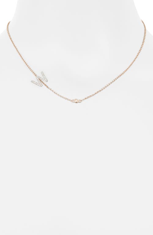 Meshmerise Bezel Diamond Initial Chain Necklace In Rose-w