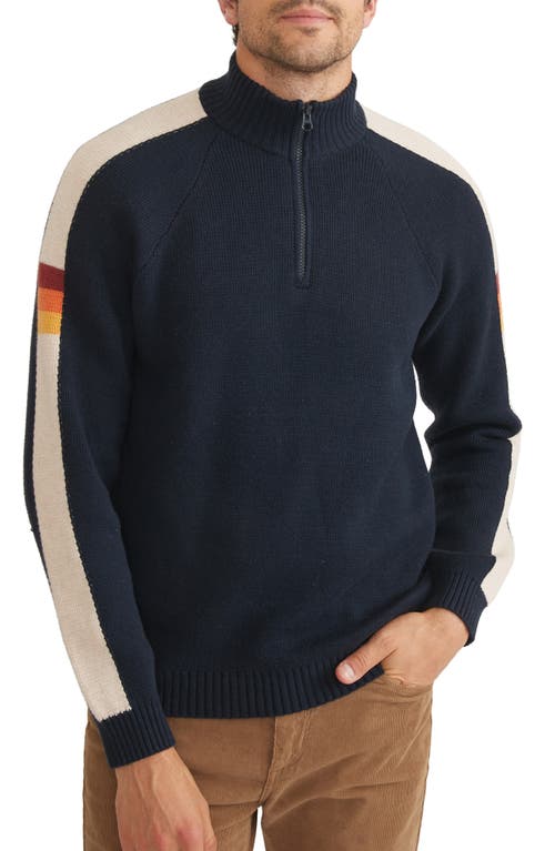 Archive Armas Quarter Zip Sweater in Navy/Cream Stripe