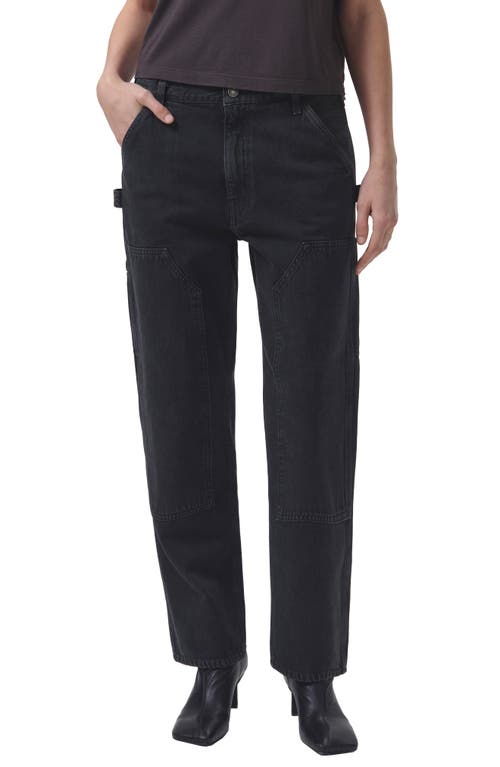 AGOLDE Rami High Waist Carpenter Organic Cotton Jeans in Black Hole at Nordstrom, Size 23