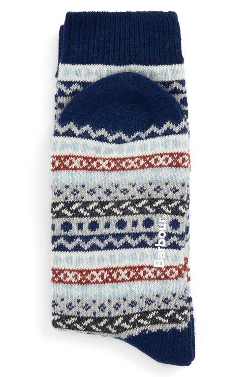 Shop Barbour Fair Isle & Solid Assorted 2-pack Wool Blend Crew Socks In Blue Granite Mix