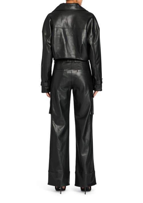 Shop Ser.o.ya Fifer Vegan Leather Mid Rise Cargo Pant In Black