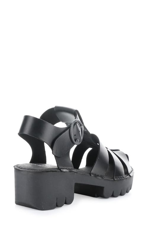 Shop Fly London Emme Platform Fisherman Sandal In Black/black Bridle