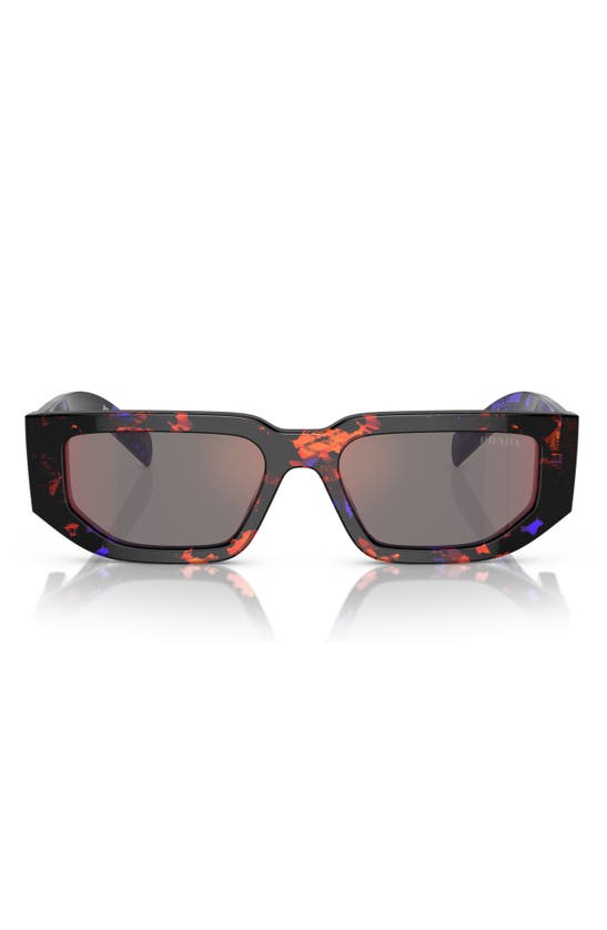 Shop Prada 54mm Rectangle Polarized Sunglasses In Abstract Orange