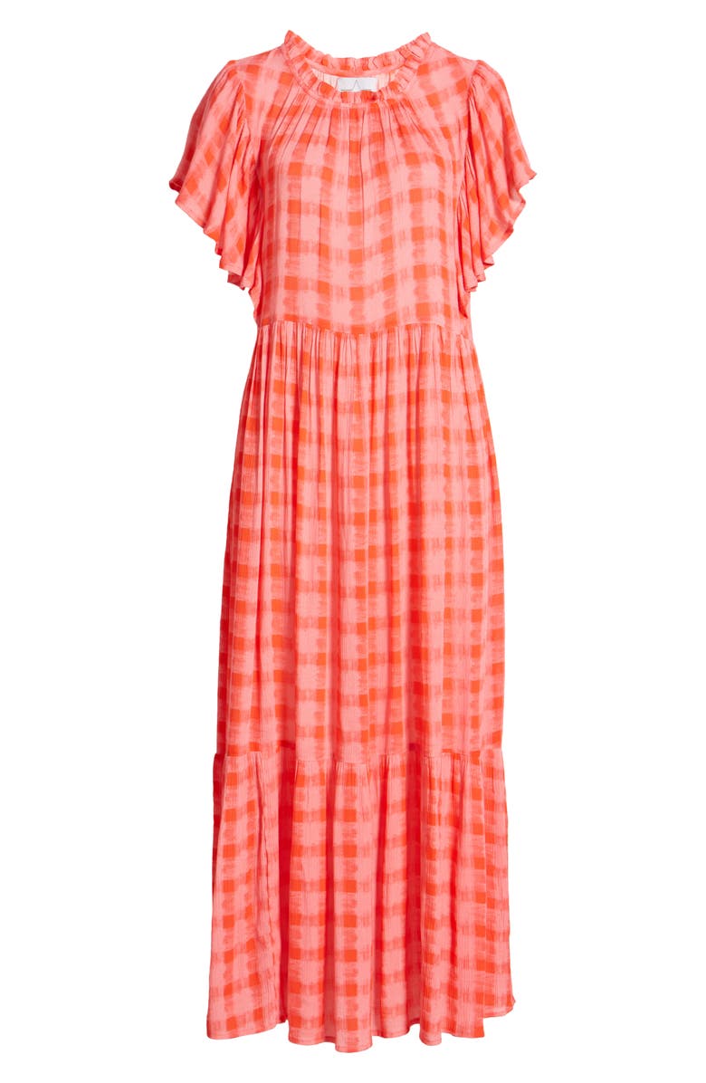 Area Stars Karina Plaid Maxi Dress, Alternate, color, CORAL