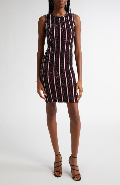 Shop Missoni Stripe Sequin Sleeveless Minidress In Red And Black