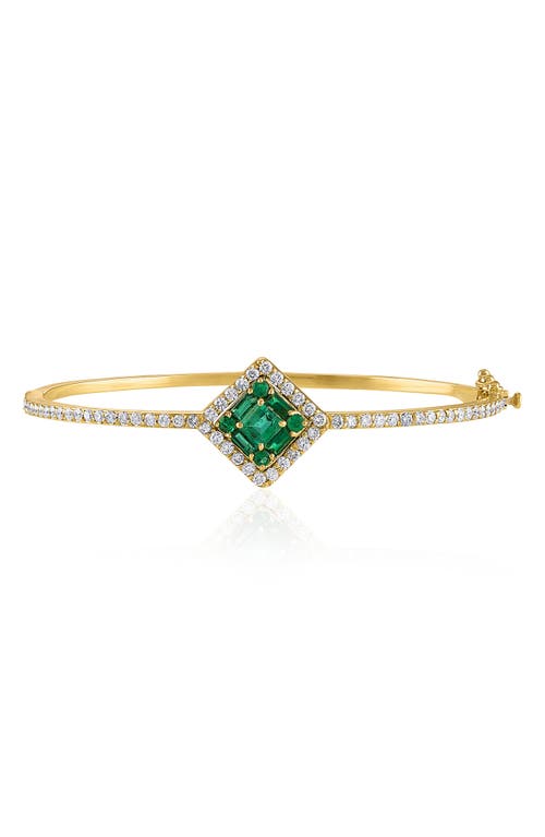 Clarity Cube Emerald & Diamond Hinge Bracelet in Dia/18K Yg