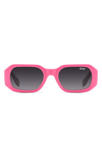 Shop Quay Australia Hyped Up 38mm Polarized Square Sunglasses In Hot Pink/smoke Polarized