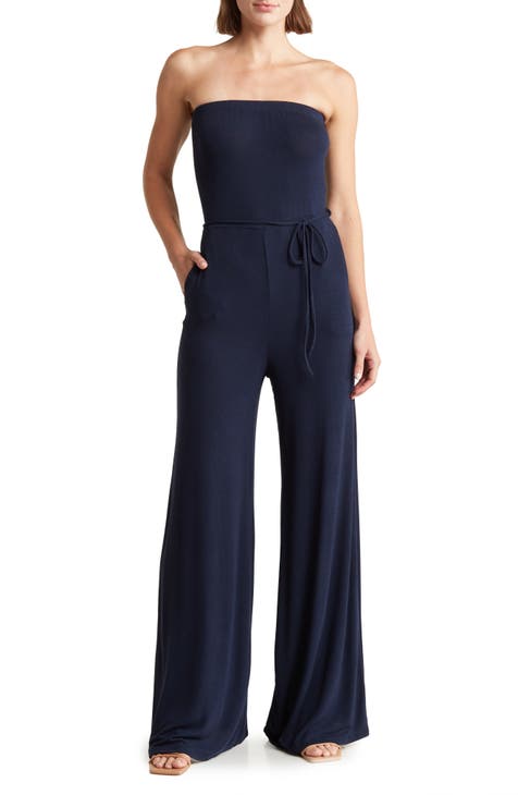 Ribbed Strapless Tube Jumpsuit