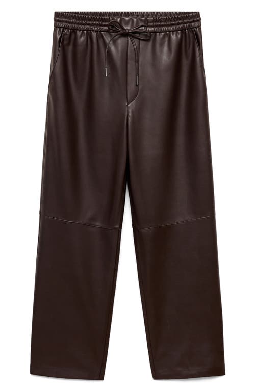 MANGO MANGO FAUX LEATHER DRAWSTRING PANTS 